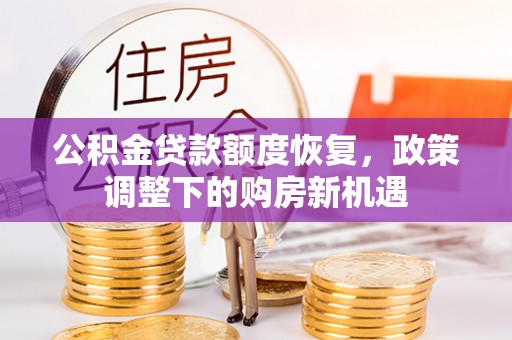 工农公积金贷款额度恢复，政策调整下的购房新机遇